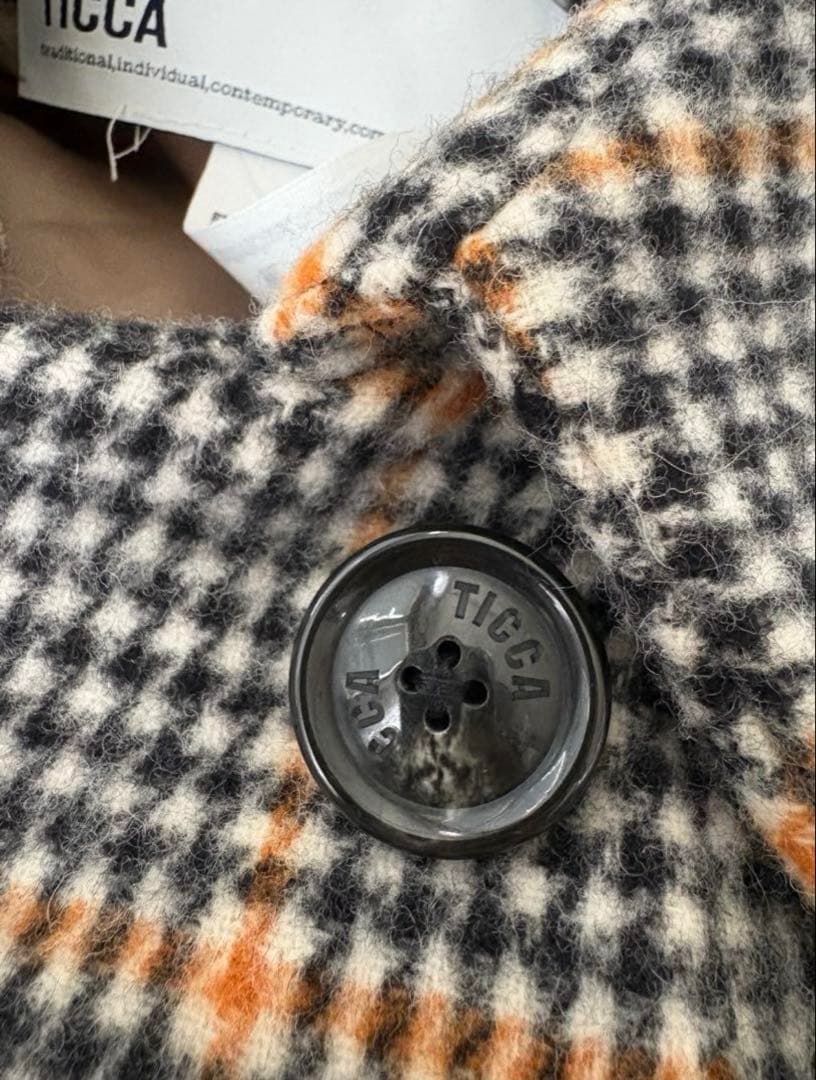 TICCA チェック柄 チェスターコート テントコート 千鳥格子柄 ブラウン