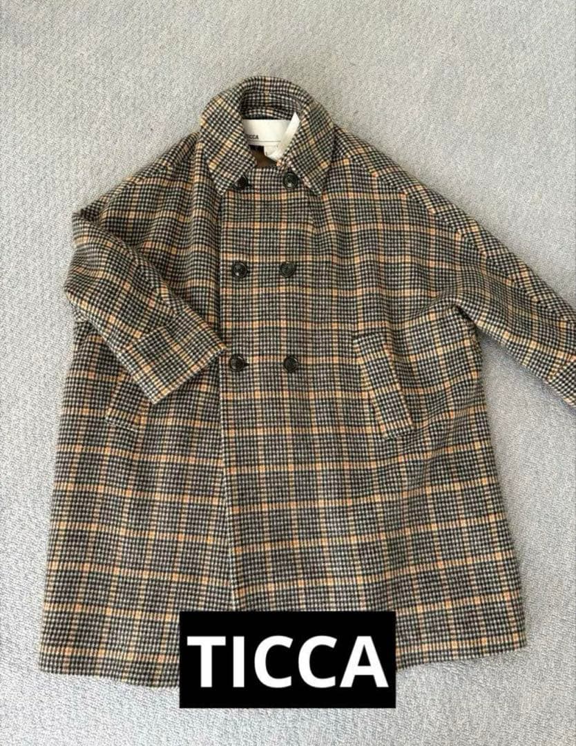 TICCA チェック柄 チェスターコート テントコート 千鳥格子柄 ブラウン
