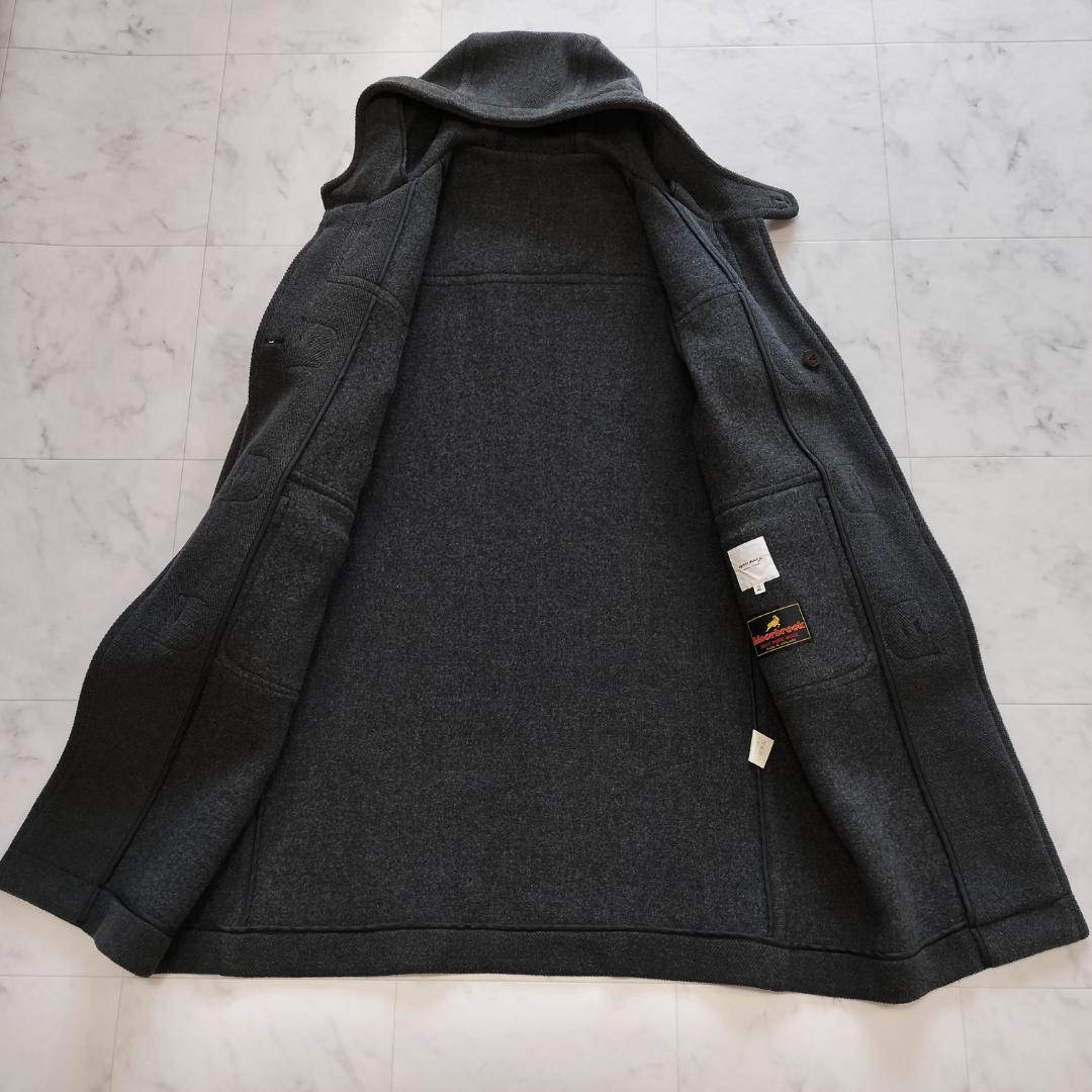 希少 moorbrook生地 ウールヘリンボーンダッフルコート チャコールグレー