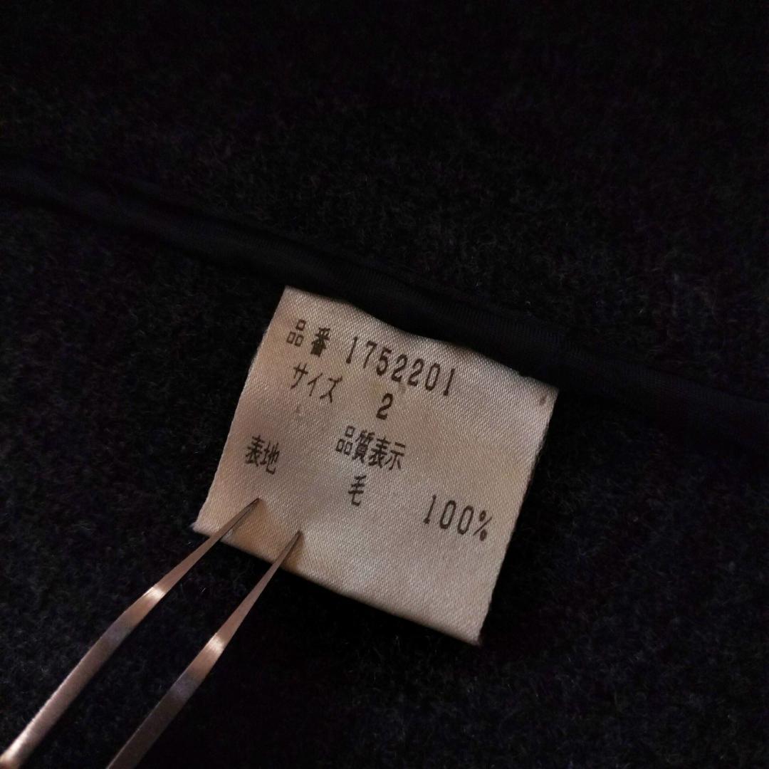 希少 moorbrook生地 ウールヘリンボーンダッフルコート チャコールグレー