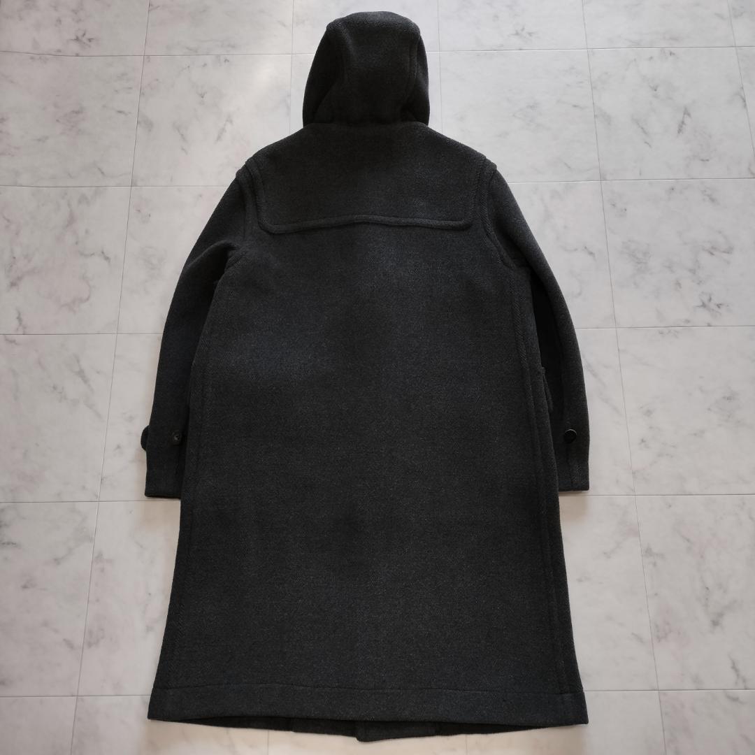 希少 moorbrook生地 ウールヘリンボーンダッフルコート チャコールグレー