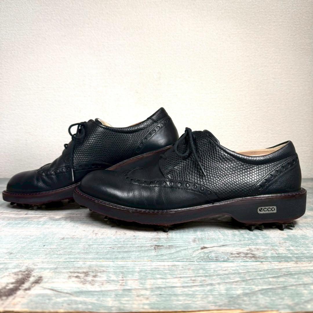 希少 美品 ecco オールレザー ゴルフシューズ