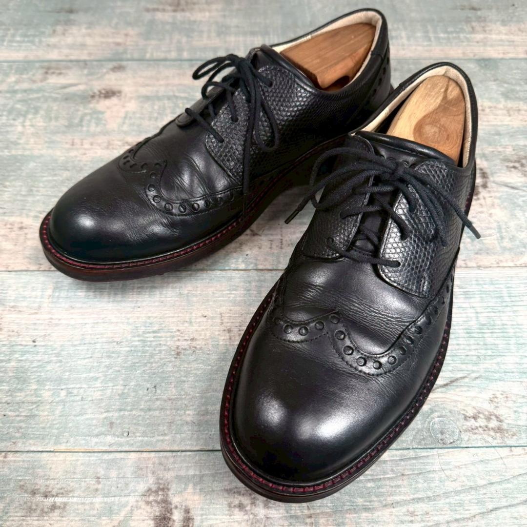 希少 美品 ecco オールレザー ゴルフシューズ