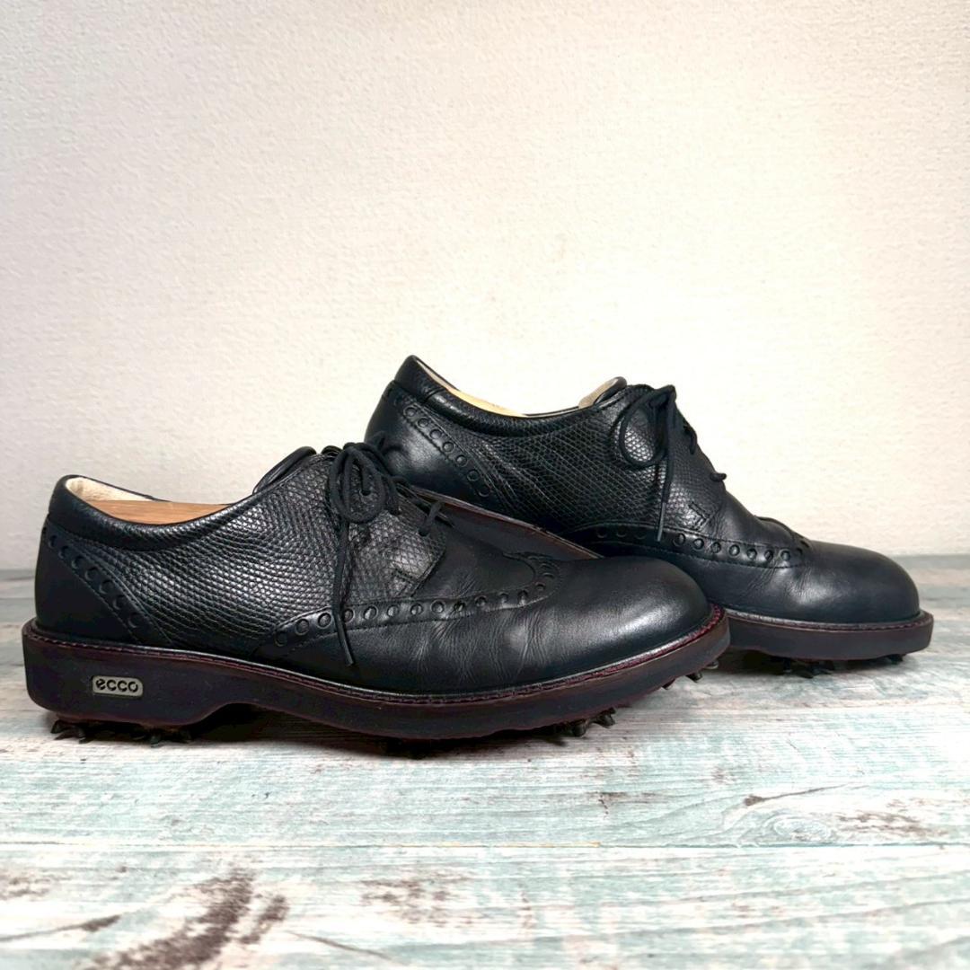 希少 美品 ecco オールレザー ゴルフシューズ
