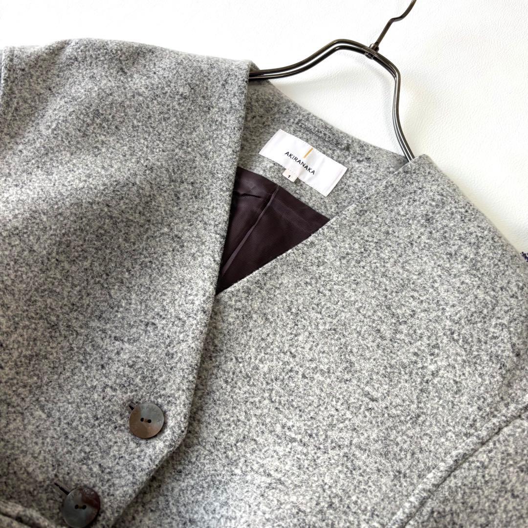 【極美品/2022AW】アキラナカ フローラベルテッド カラーレスコート ウール