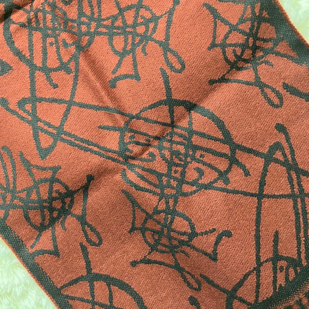 極美品 ヴィヴィアンウエストウッド リバーシブル　マフラー イタリア製 赤茶色