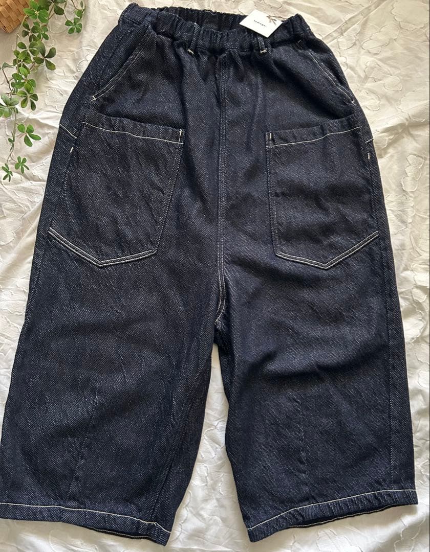 tumugu ツムグ スラブヤーン８分丈パンツindigo