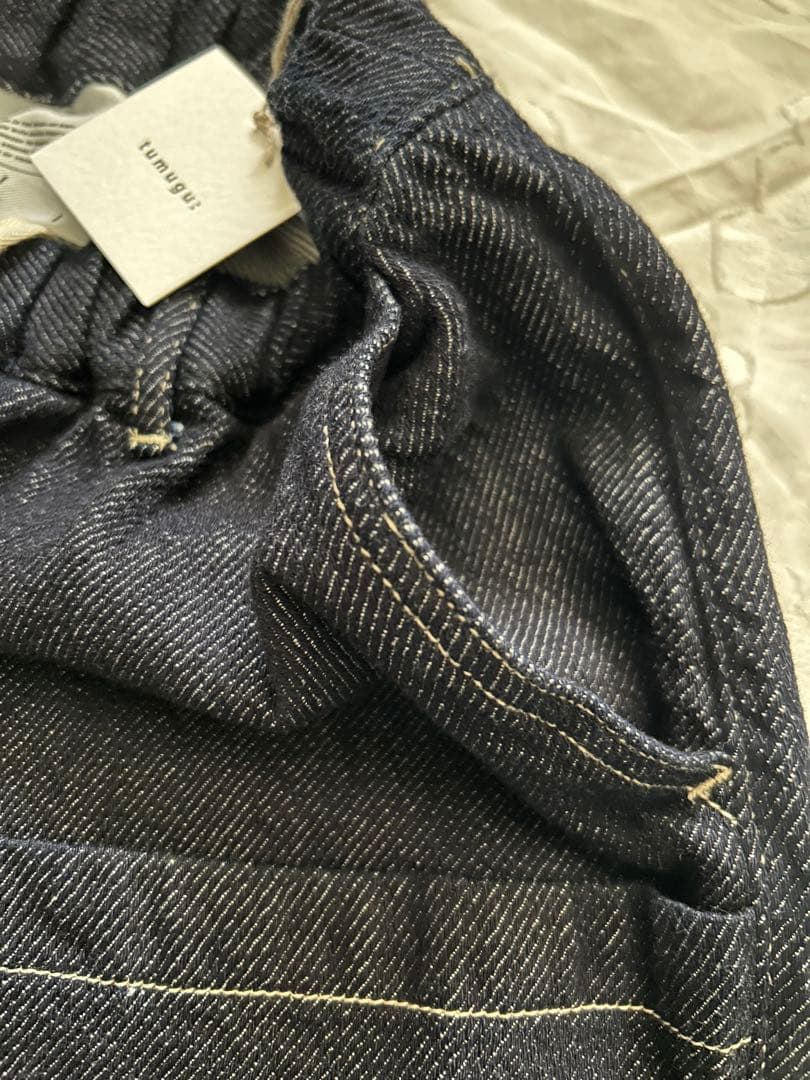 tumugu ツムグ スラブヤーン８分丈パンツindigo