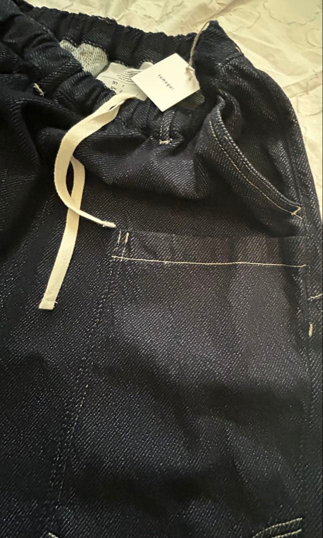 tumugu ツムグ スラブヤーン８分丈パンツindigo