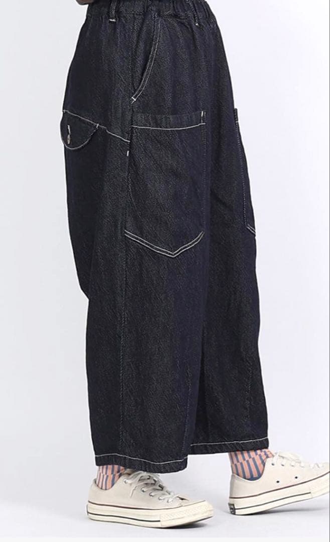 tumugu ツムグ スラブヤーン８分丈パンツindigo