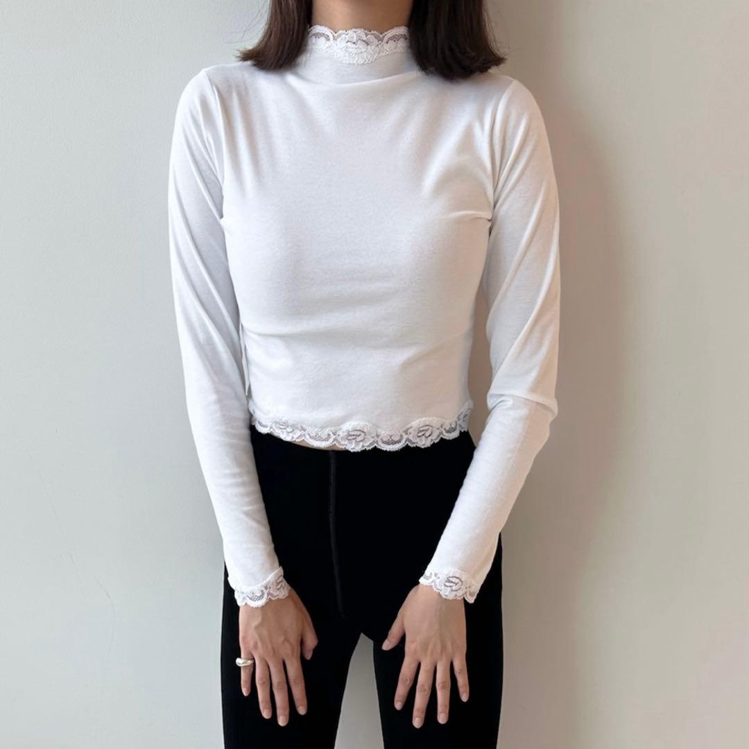 edit.forlulu レーストリム ハイネックトップス