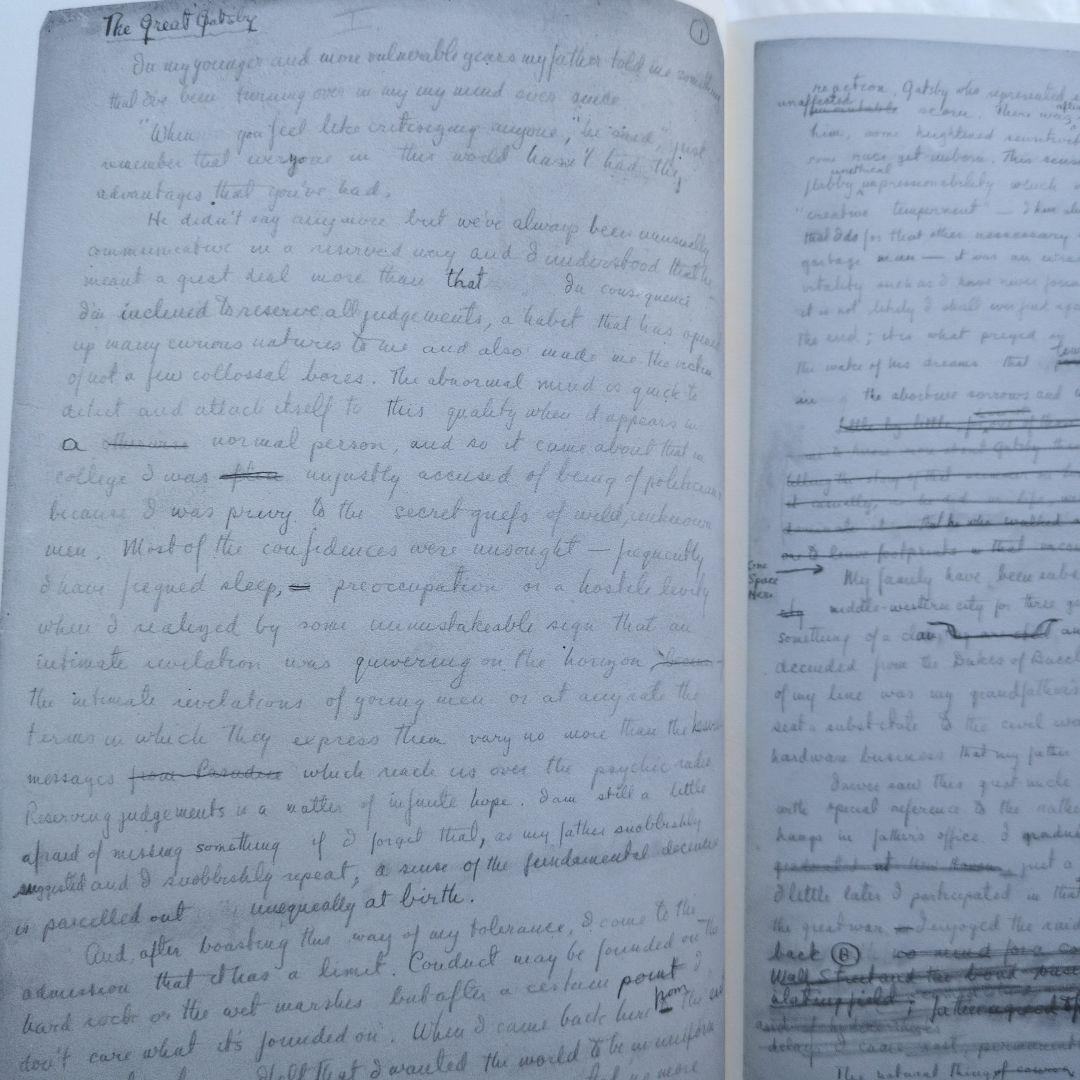 フィッツジェラルド THE GREAT GATSBY 直筆原稿ファクシミリ