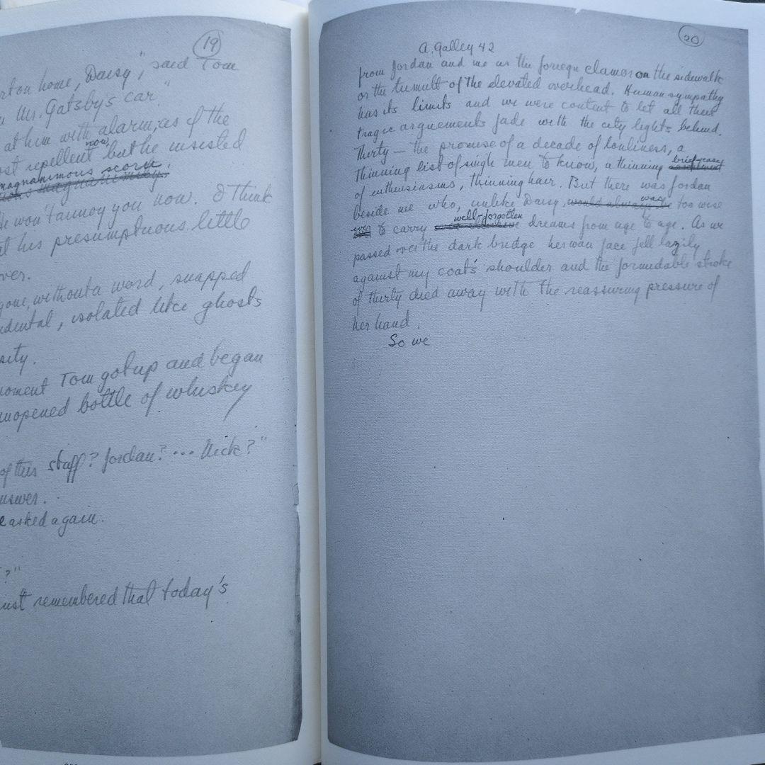 フィッツジェラルド THE GREAT GATSBY 直筆原稿ファクシミリ