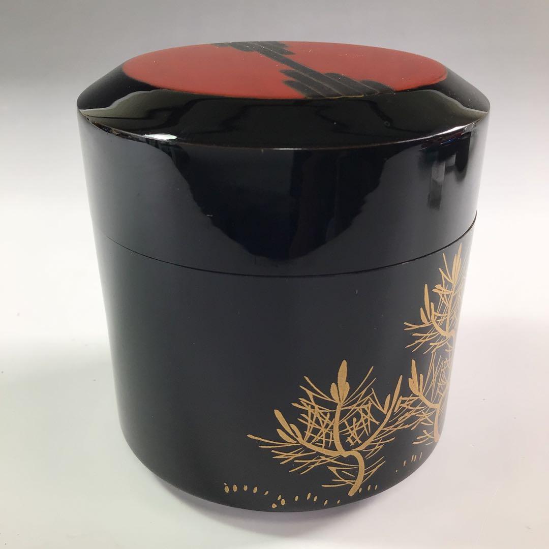 Ｒ３２９　棗　『前端春斎作』『草木蒔絵』『雪吹棗』　共箱　茶道具