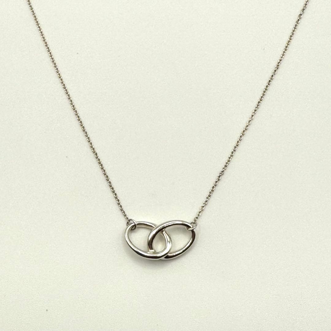美品 ティファニー ネックレス ダブルループ サークル 40cm シルバー
