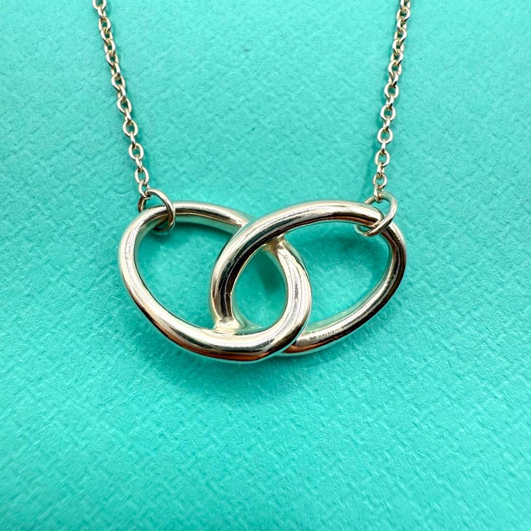 美品 ティファニー ネックレス ダブルループ サークル 40cm シルバー