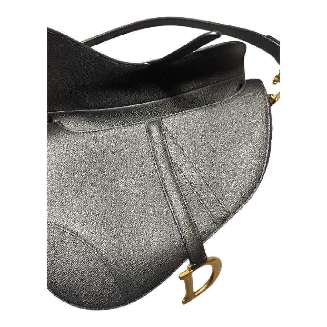 美品DIOR Saddle バッグ ミディアムグレインドカーフスキン　ブラック