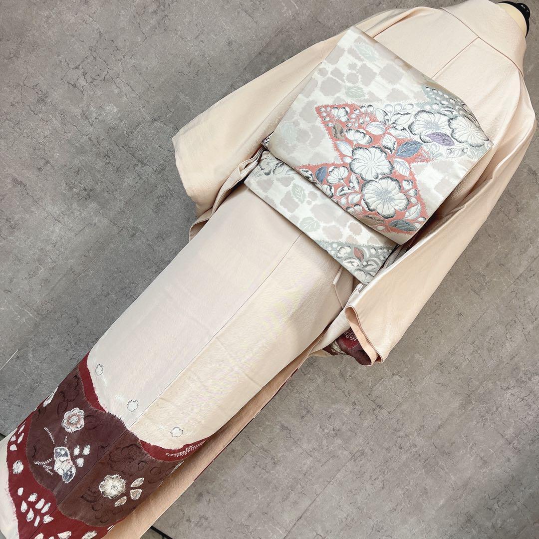 訪問着フルセット　着物　正絹　辻ヶ花　大人ピンク　K4