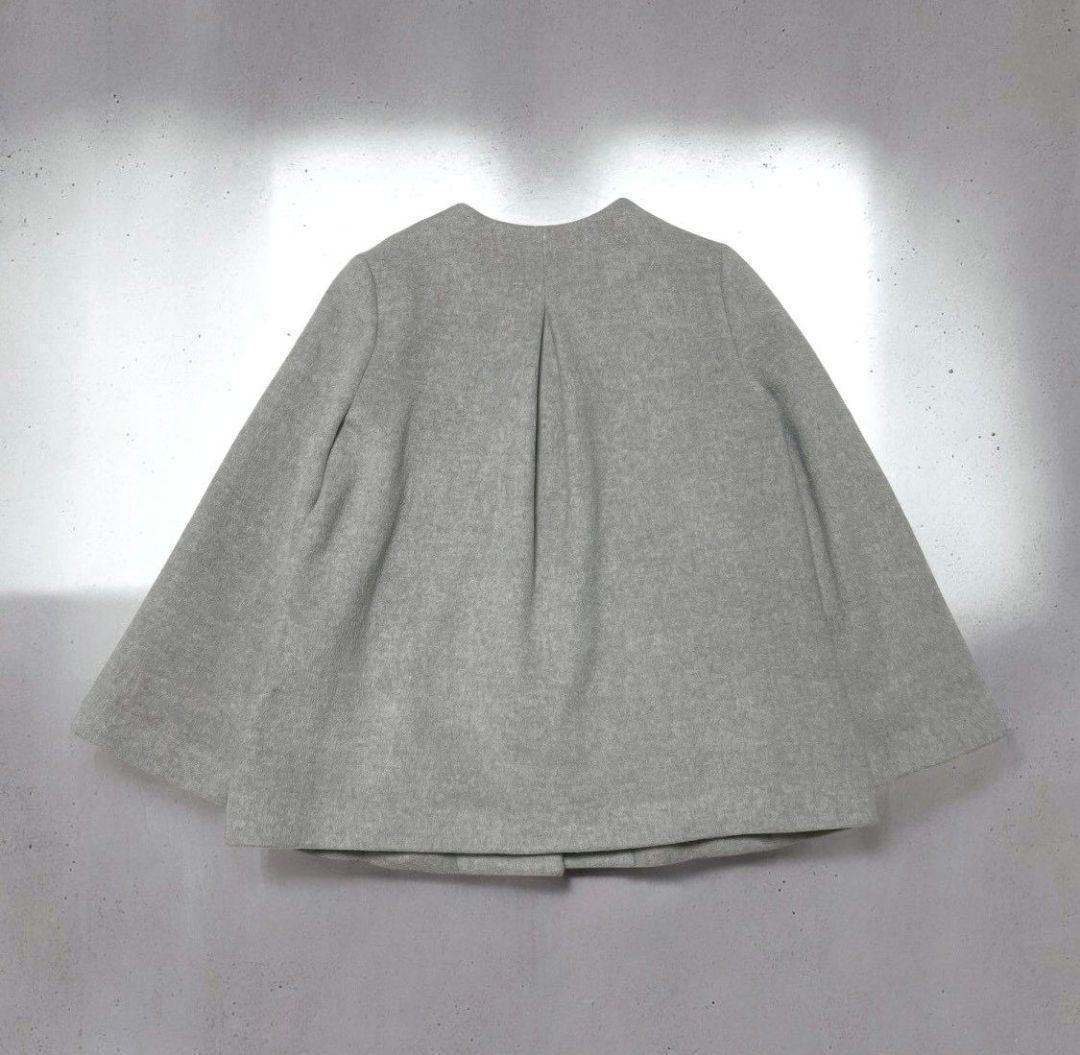 SHIPS シップス ノーカラーショートコート ウール グレージュ