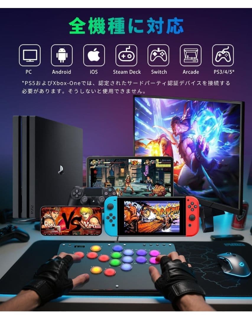 アケコン レバーレス コントローラー 16ボタン 全機種対応 ラズベリーパイ搭載