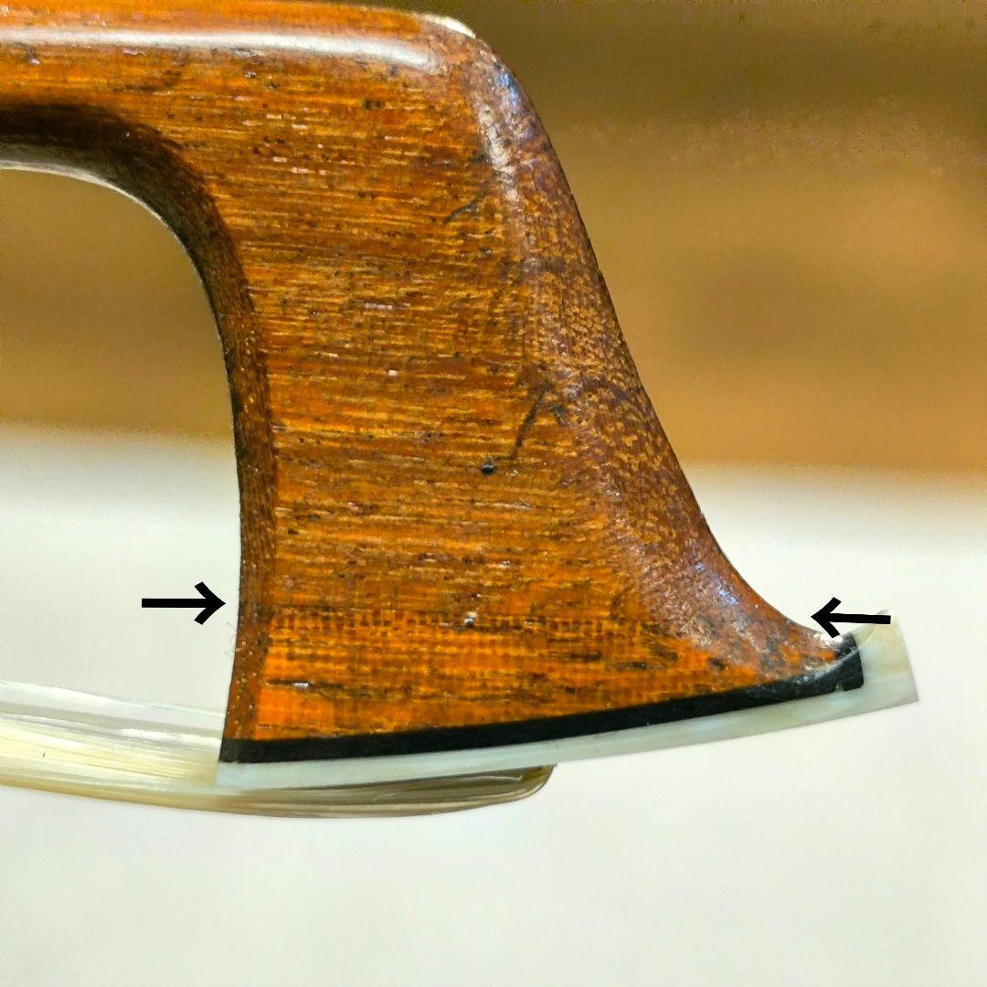 【オールド】バイオリン弓 4/4 フェルナンブーコ材 無刻印 スティック修復済