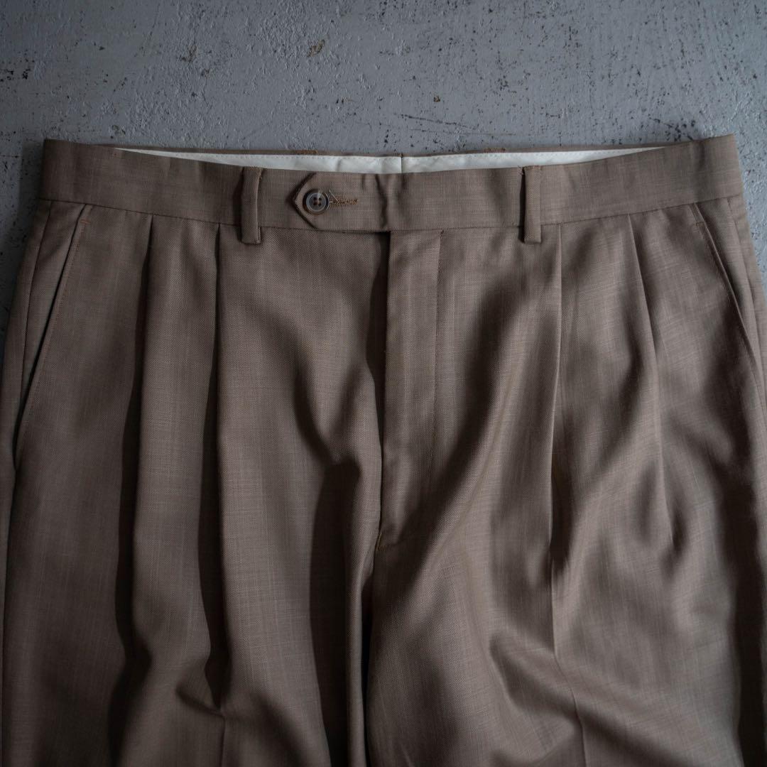 90s Ralph Lauren レーヨン×ポリ ツータック ワイドスラックス