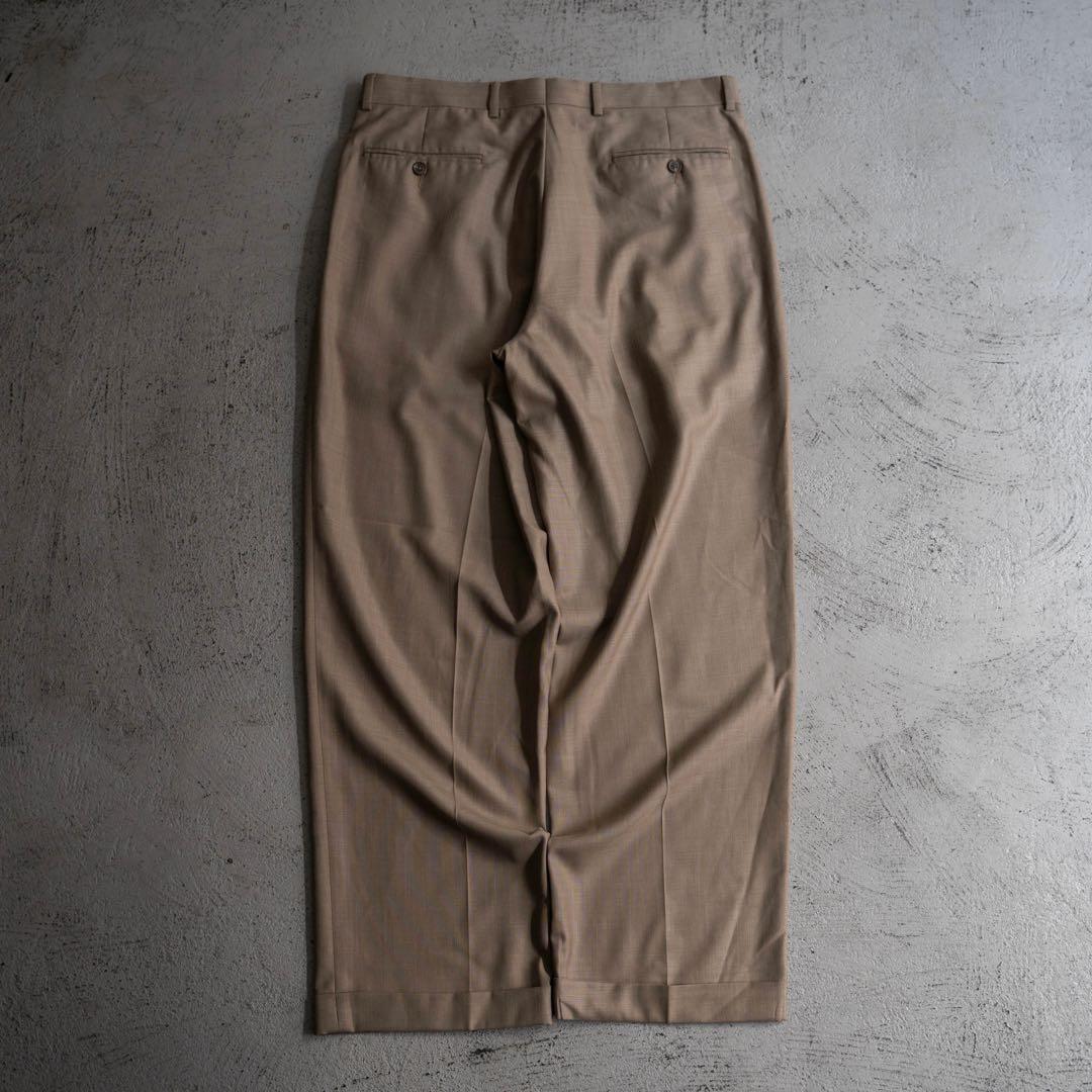 90s Ralph Lauren レーヨン×ポリ ツータック ワイドスラックス