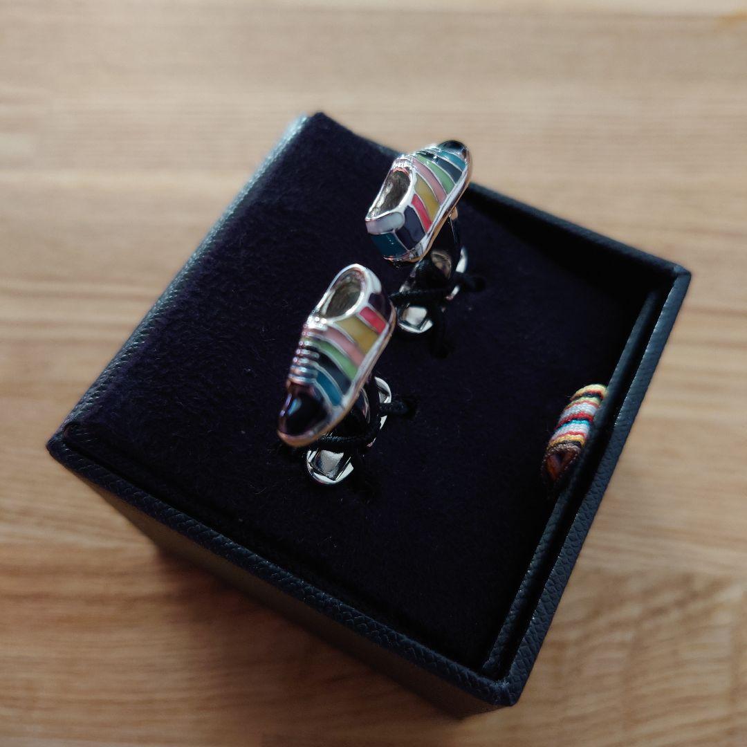 ポールスミス　マルチストライプ柄　靴の形のカフス　新品　ケース付き