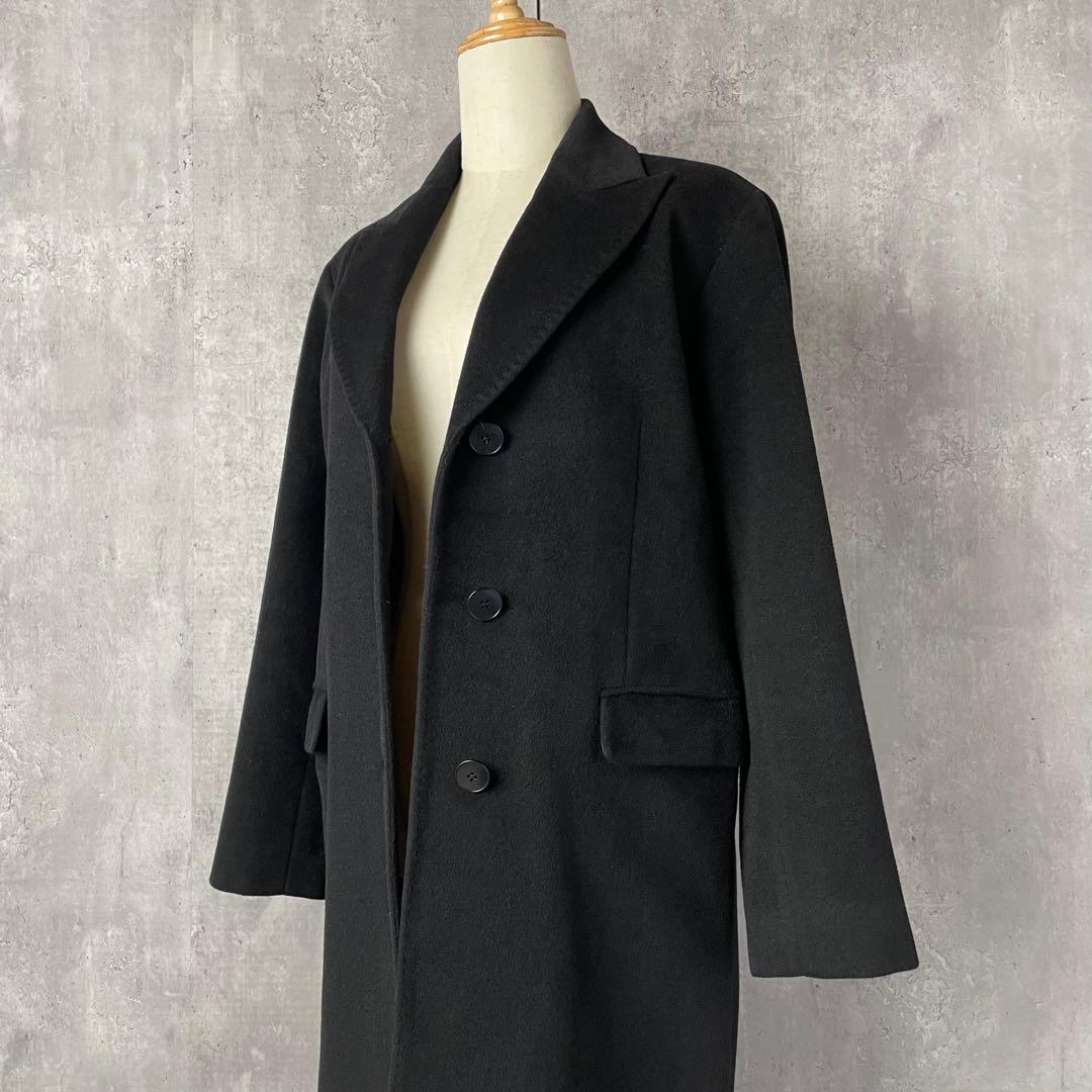 agnès b. アニエスベー アンゴラ混 ウール チェスターコート 黒 40