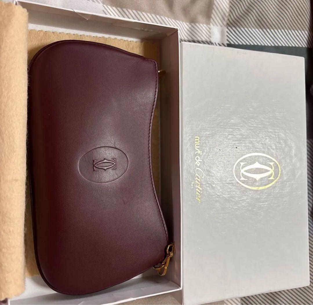 【新品未使用】Cartier カルティエ マストライン ポーチ　ボルドー