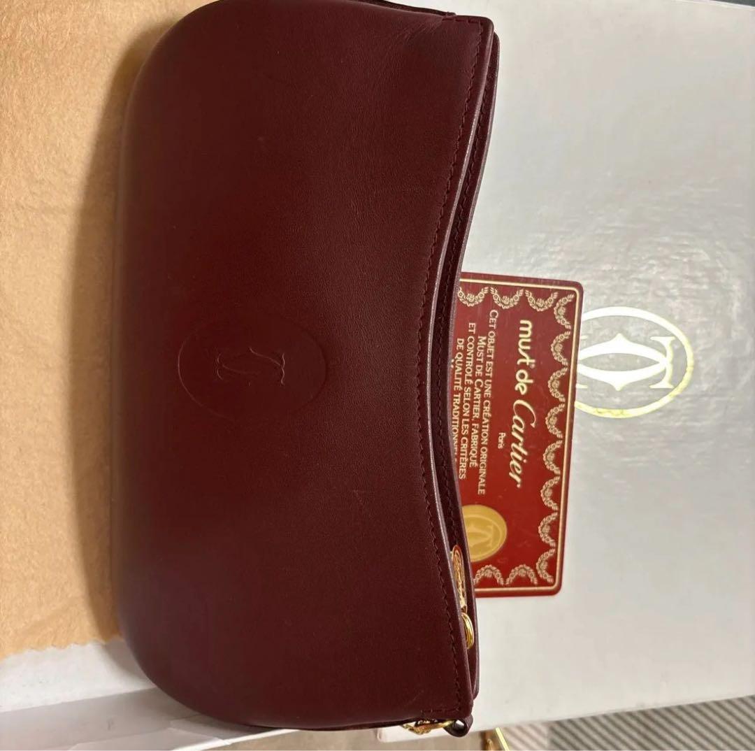 【新品未使用】Cartier カルティエ マストライン ポーチ　ボルドー