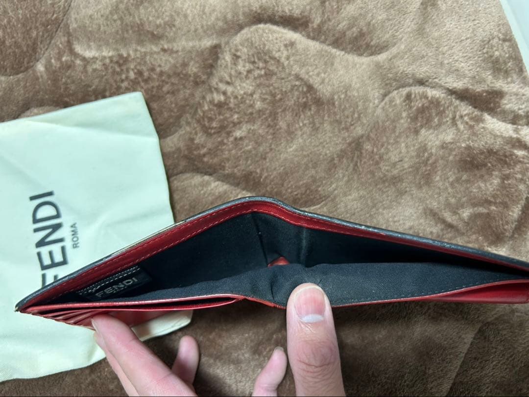 FENDI フェンディ モンスター　バグズアイ２つ折り財布　ウォレット　本革