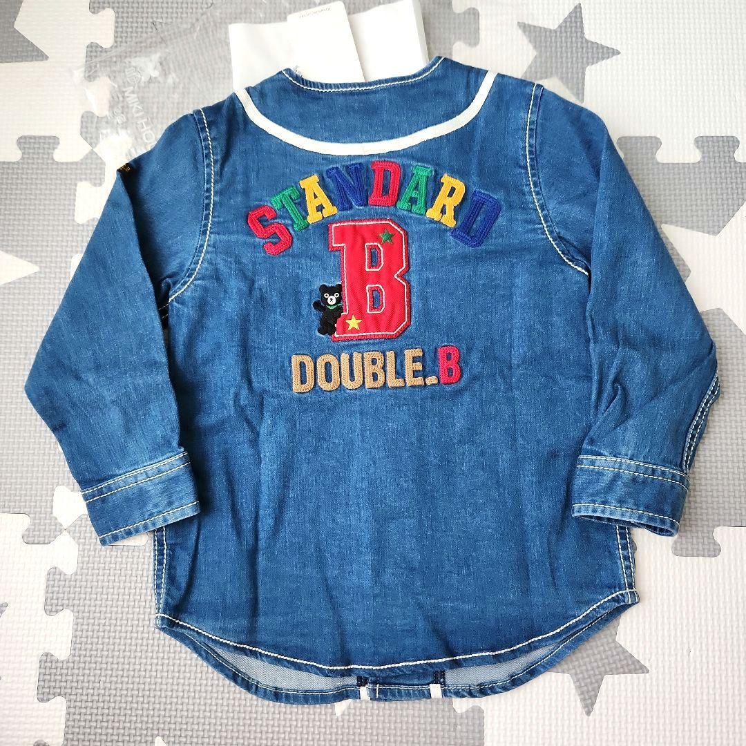 【新品】ミキハウスDOUBLE.Bベースボールデニムシャツ100cm