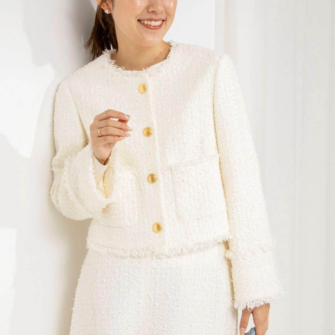 定価4.6万 NOLLEY'S 24SS フラッグリボンツイードジャケット 36