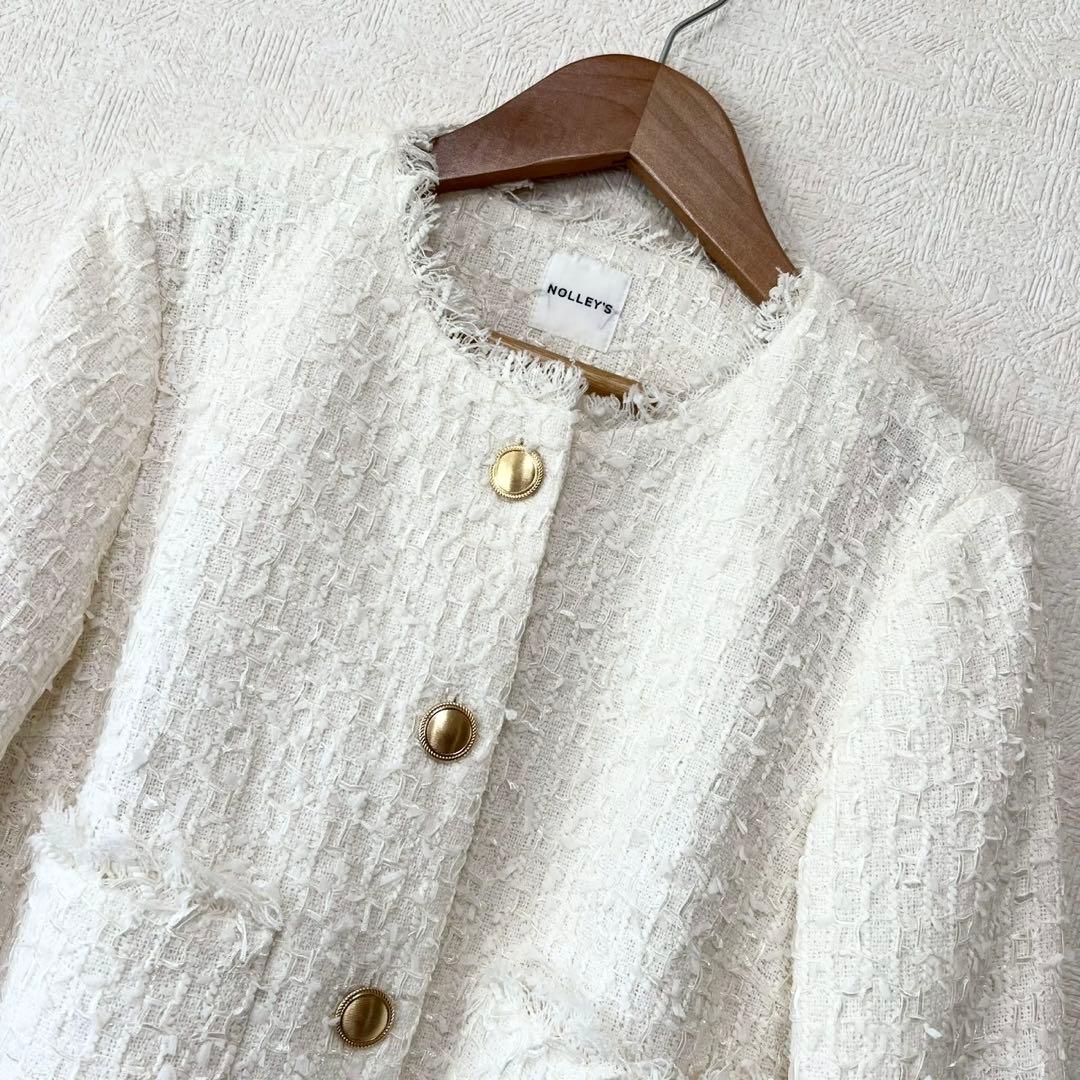 定価4.6万 NOLLEY'S 24SS フラッグリボンツイードジャケット 36