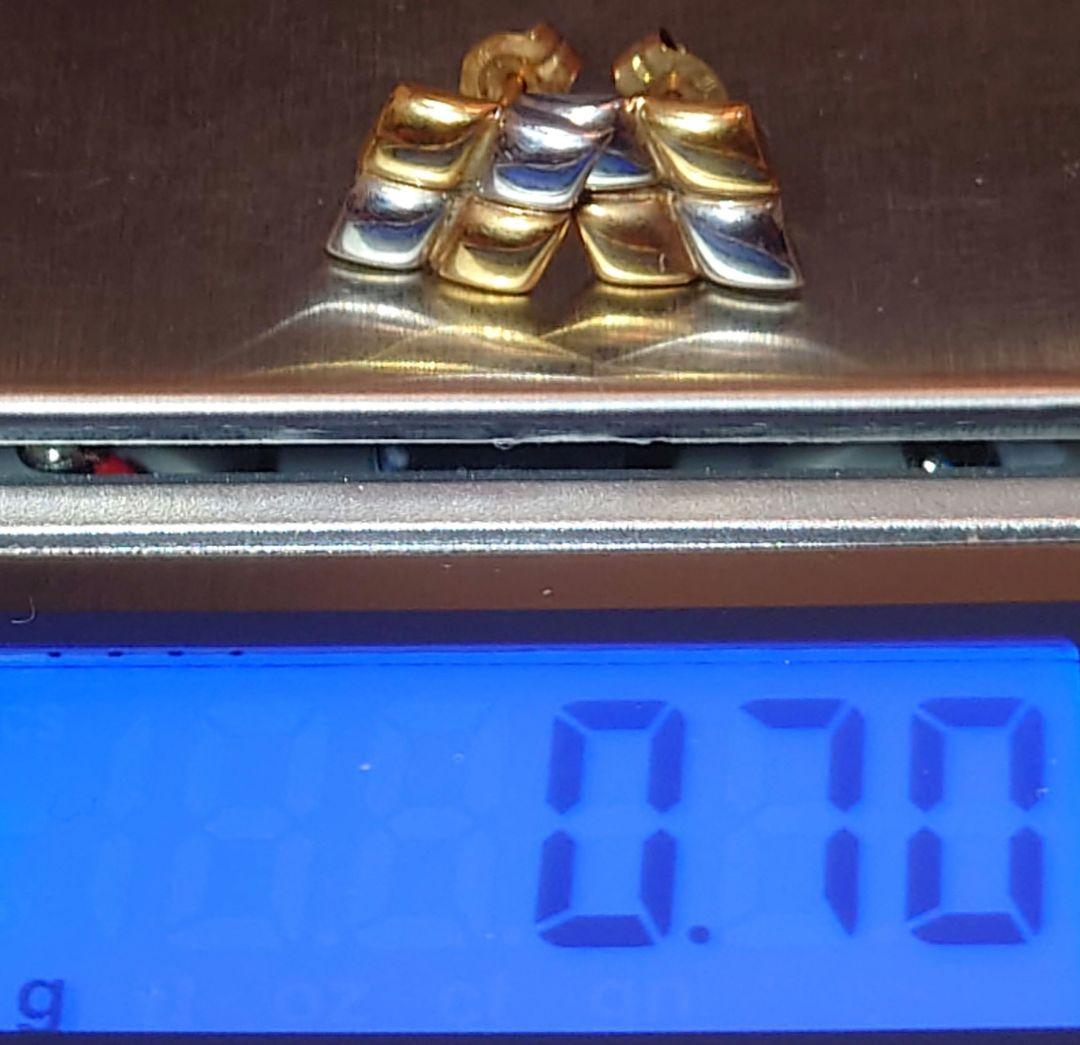 K18・pt　コンビ ピアス 18金 ひし形