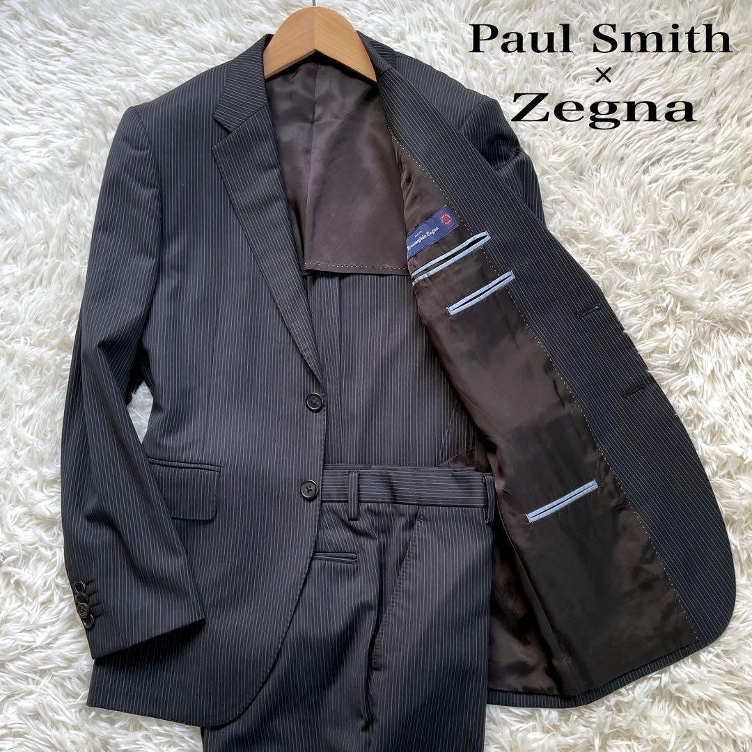 イタリア高級生地ゼニアPaul Smithネイビーストライプスーツセットアップ
