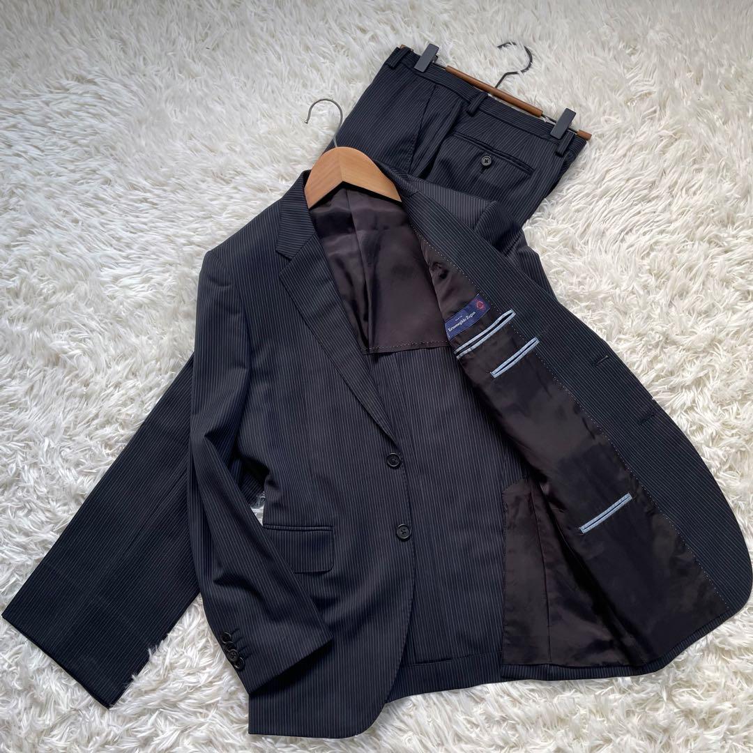 イタリア高級生地ゼニアPaul Smithネイビーストライプスーツセットアップ