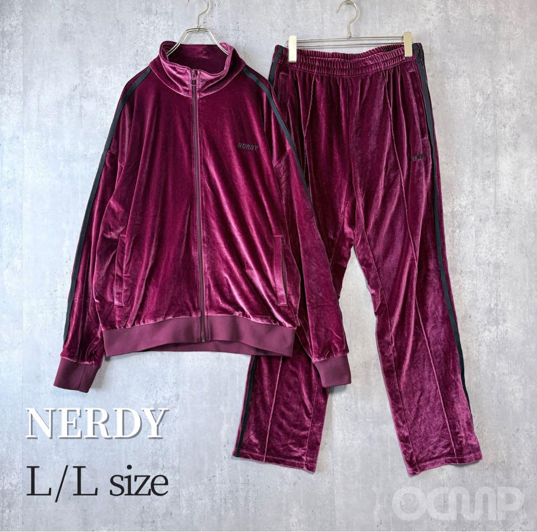NERDY ノルディ ベロア トラックジャケット セットアップ ボルドー L
