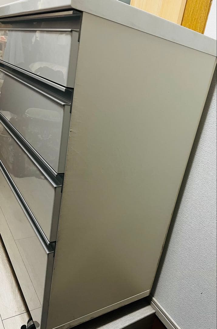 パモウナ　食器棚　ホワイト収納キャビネット キャスター付き