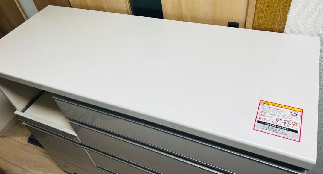 パモウナ　食器棚　ホワイト収納キャビネット キャスター付き