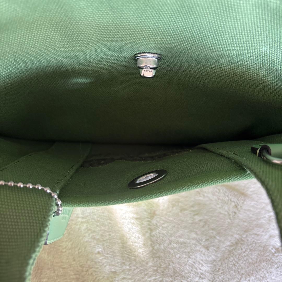 Coach グリーン ロゴトートバッグ★ショルダー付き