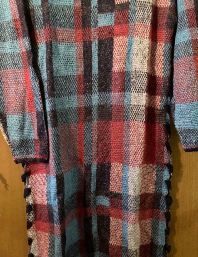 ワンピース Ameri BIG CHECK LACE UP KNIT DRESS