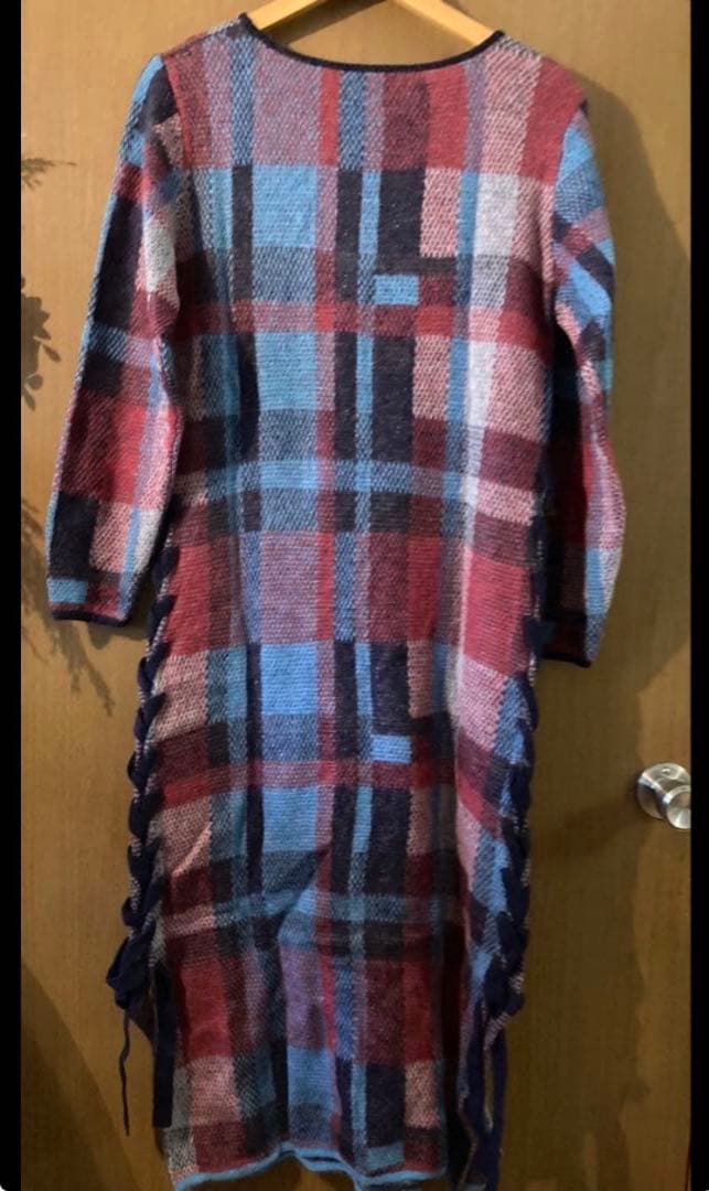 ワンピース Ameri BIG CHECK LACE UP KNIT DRESS