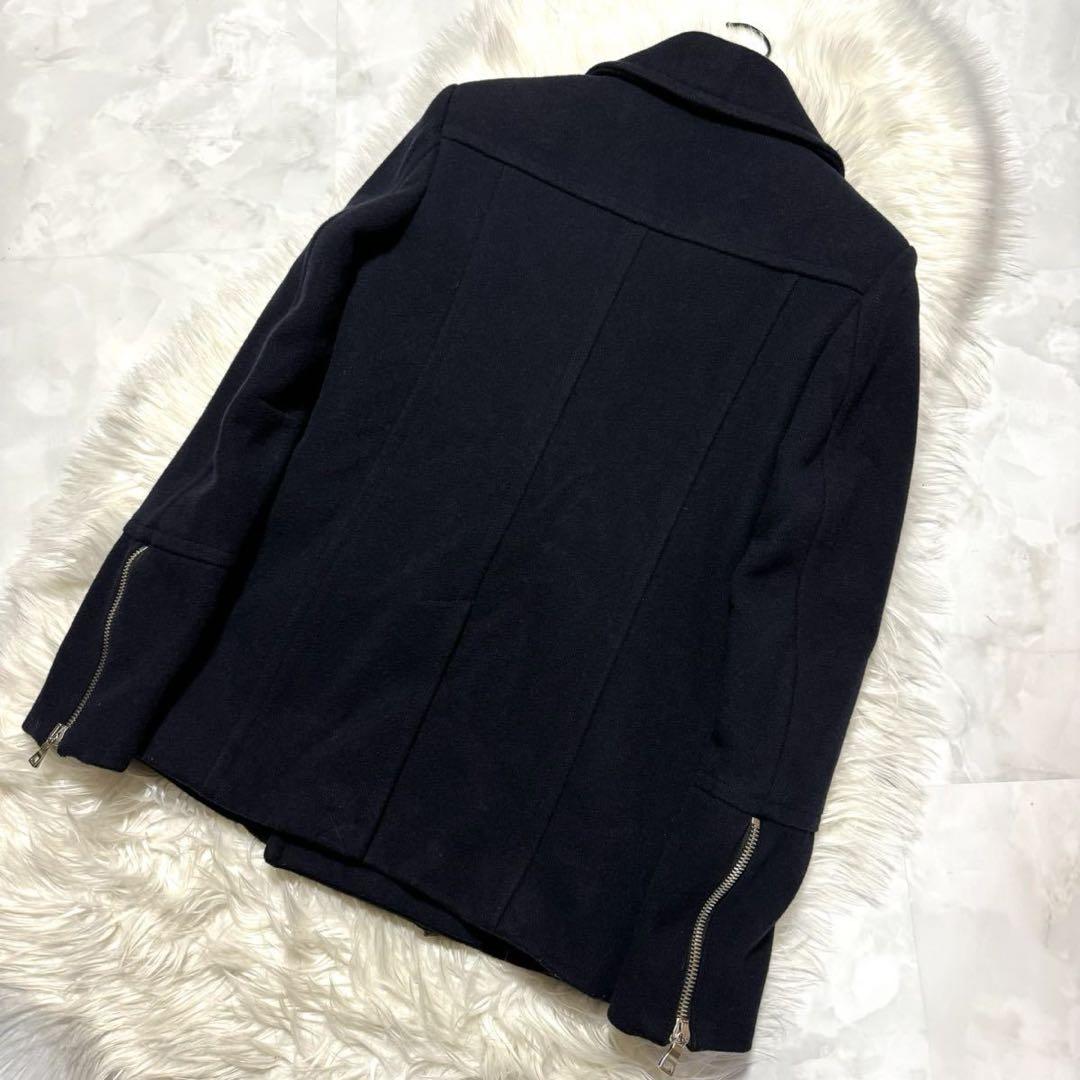 本物 バルマンオム エンブレムボタン ピーコート ジャケット 44 黒