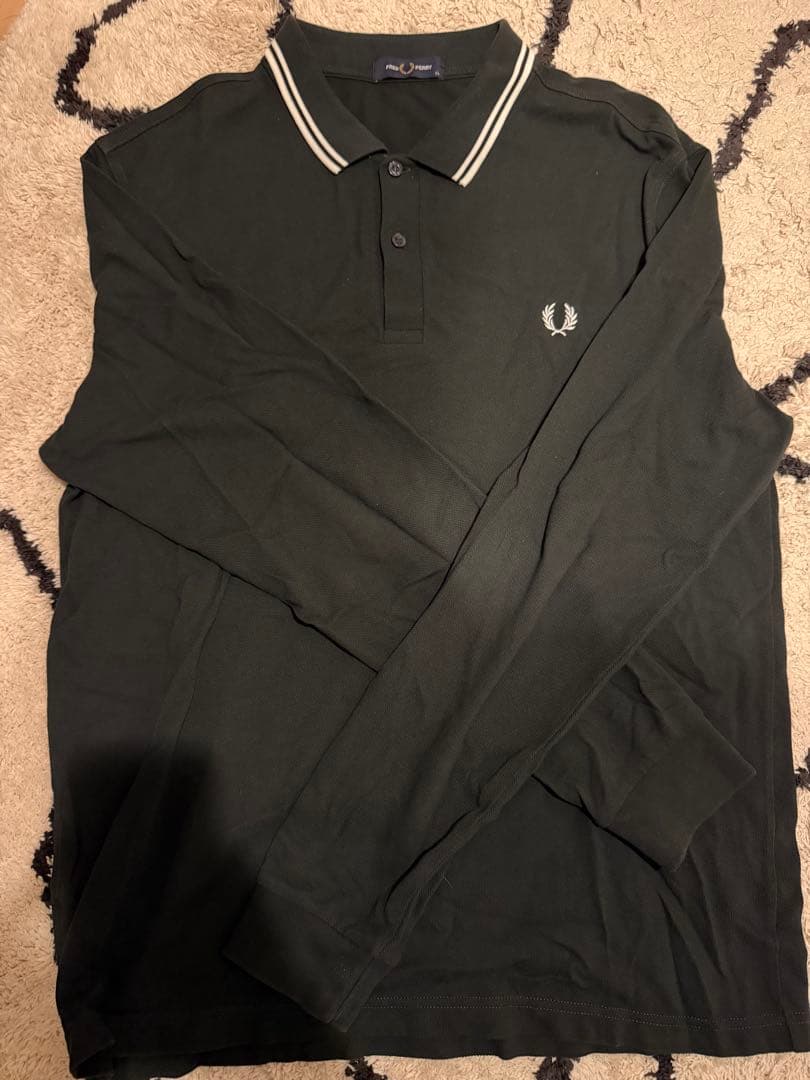 フレッドペリー 　ダークグリーン　ホワイトライン ポロシャツ　XLサイズ