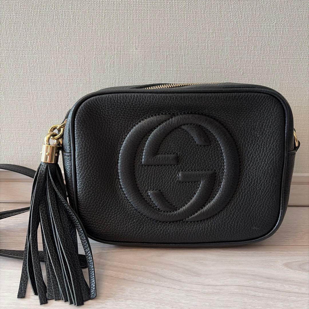 GUCCI グッチ ソーホー ディスコ レザー ショルダーバッグ 斜めがけ 黒