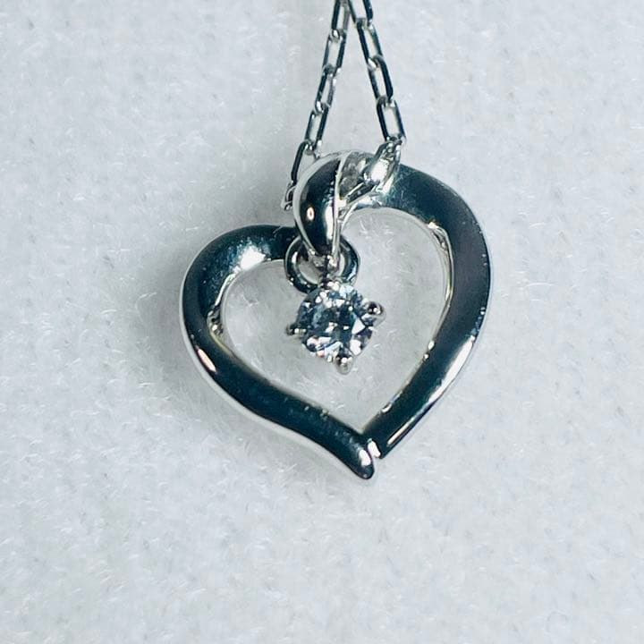 【商談中】4℃ K10 WG ハートネックレス　キュービックジルコニア