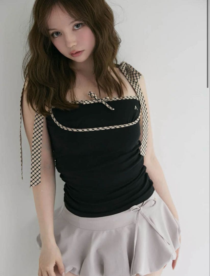 トップス Alice check ribbon tops andmary