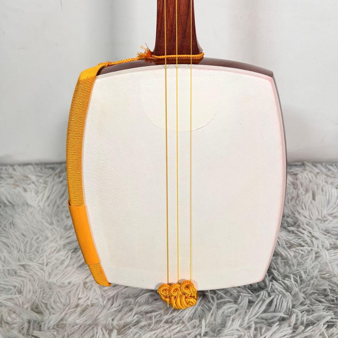 長唄三味線　細棹　花梨　正寸　丸打胴　本皮　皮破れなし　天神欠けなし　②